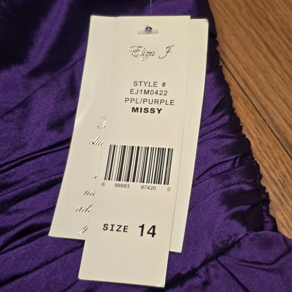 NWT Eliza J Purple Pleated Midi Formal Dress Size 14 Style EJ1M0422 Missy - Picture 8 of 15